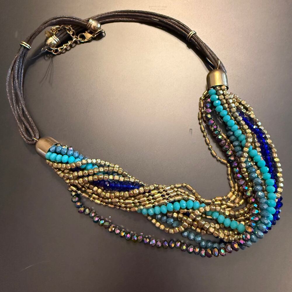 BOHO Sparkly Colorful Multi-Strand Beaded Necklace